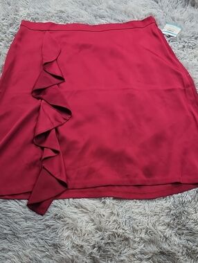 Anne Klein Formal burgundy skirt with a front ruffle.